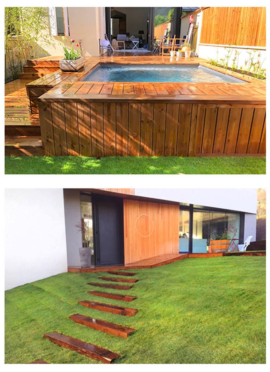 Exemple de réalisation de travaux paysagers par les ouvriers paysagistes et création de l'aménagement de jardin par un architecte paysagiste 