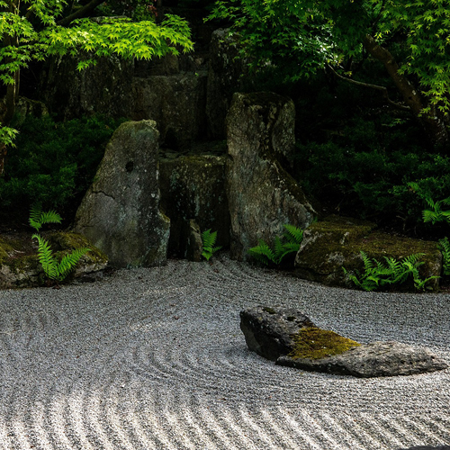 Photo d'un jardin zen japonais (jardin sec)