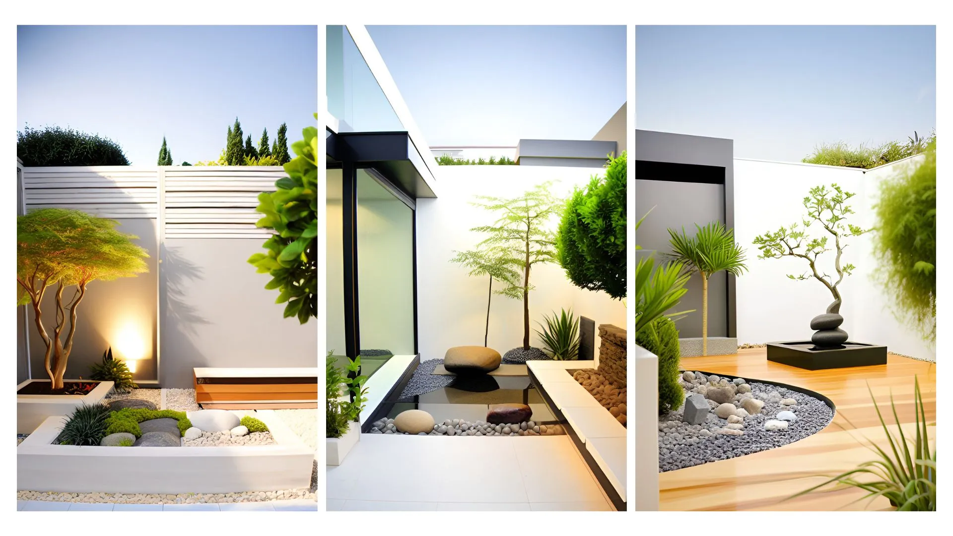 Image de différents jardins élégants style jardin zen / jardin japonais