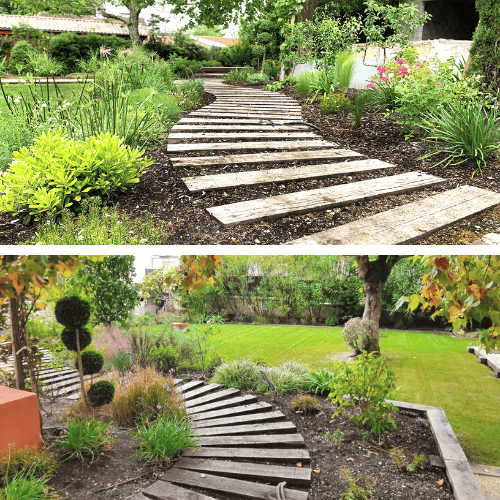 Aménagement de jardin d'une villa à Bordeaux avec plantation de végétaux et réalisation d'un passage